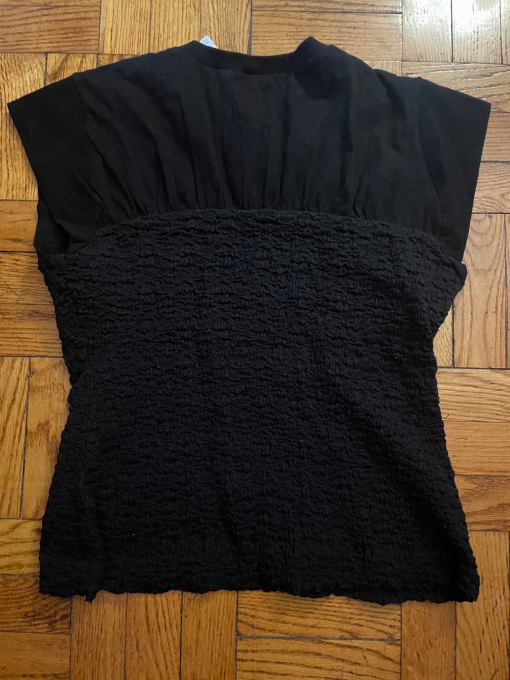Anthropologie Maeve Smocked Muscle Top - Black- size L - NWT - Picture 2 of 5